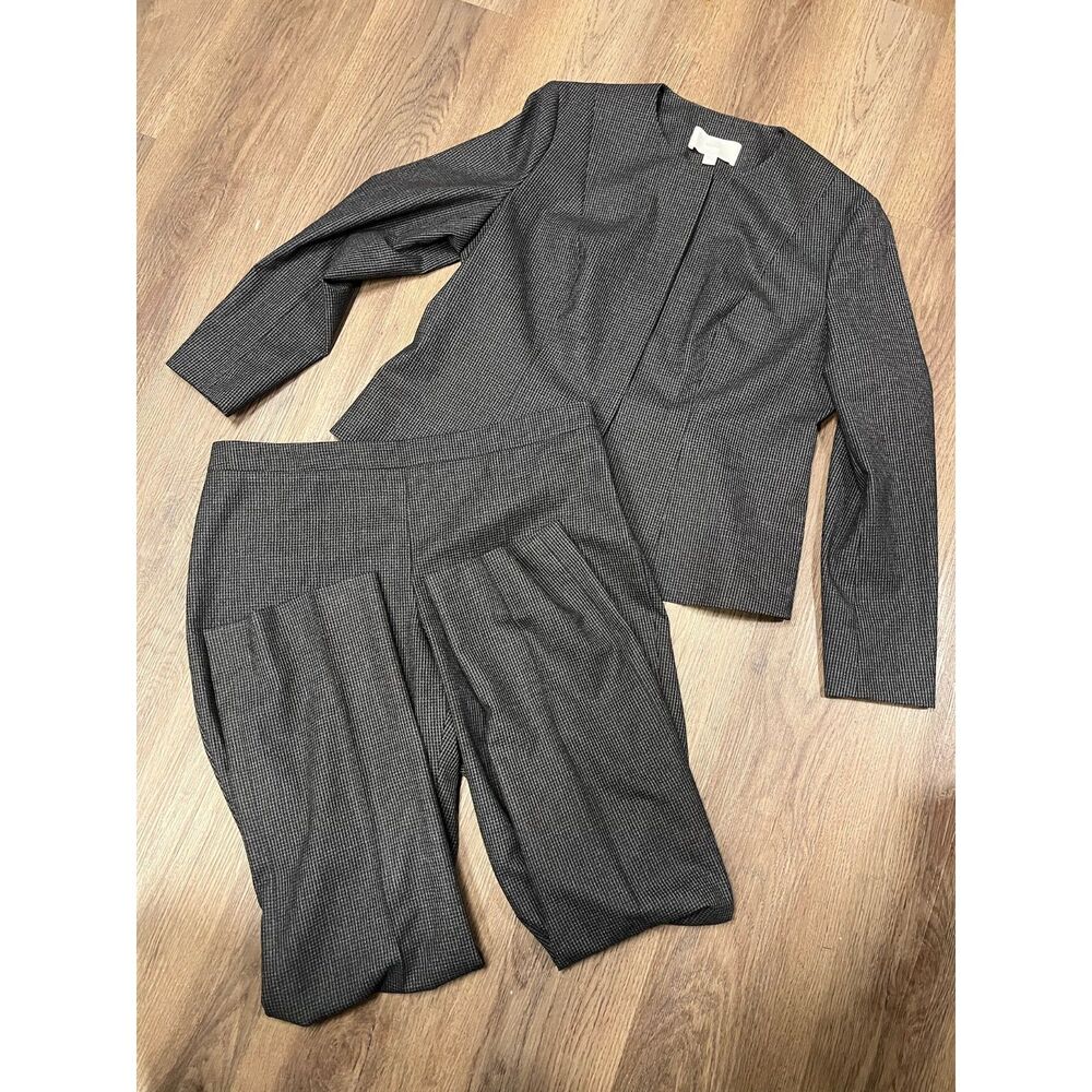 BOSS Hugo Boss Womens 2 Piece Pant Suit Set Collarless Jacket Trousers